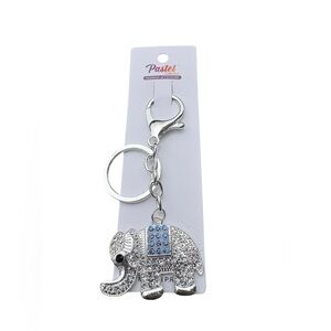 3/$25 Pastel Sparkle.Collection Jeweled Silver Blue Elephant Keychain Bag Charm